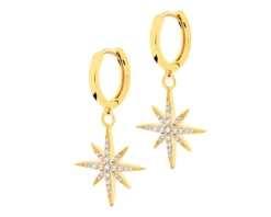 Kolczyki z mosiądzu pozłacane z cyrkoniami - gwiazdy