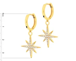 Kolczyki z mosiądzu pozłacane z cyrkoniami - gwiazdy