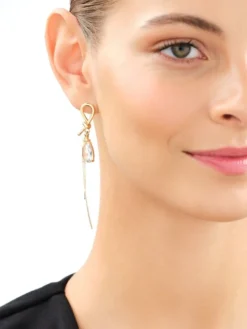 Kolczyki z mosiądzu pozłacane z kryształami