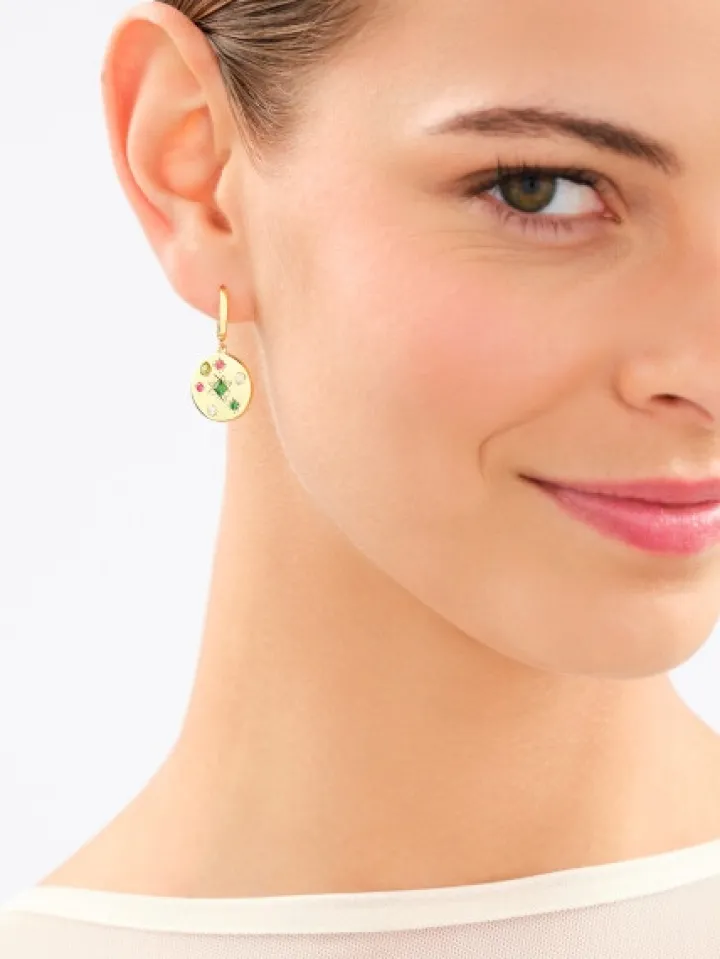 Kolczyki z mosiądzu pozłacane z cyrkoniami