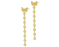 Kolczyki z mosiądzu pozłacane z cyrkoniami - kokardki