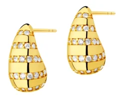 Kolczyki z mosiądzu pozłacane z cyrkoniami - łezki