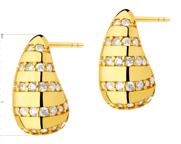 Kolczyki z mosiądzu pozłacane z cyrkoniami - łezki