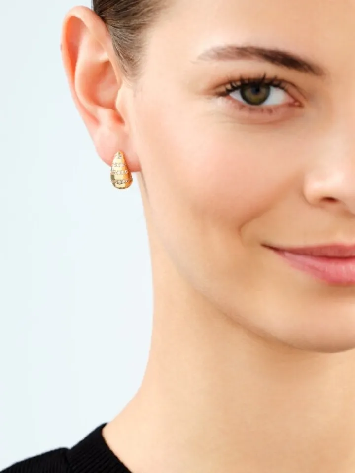 Kolczyki z mosiądzu pozłacane z cyrkoniami - łezki