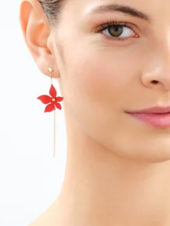 Kolczyki z mosiądzu pozłacane - kwiaty