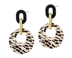 Kolczyki z mosiądzu pozłacane z detalami z masy żywicznej