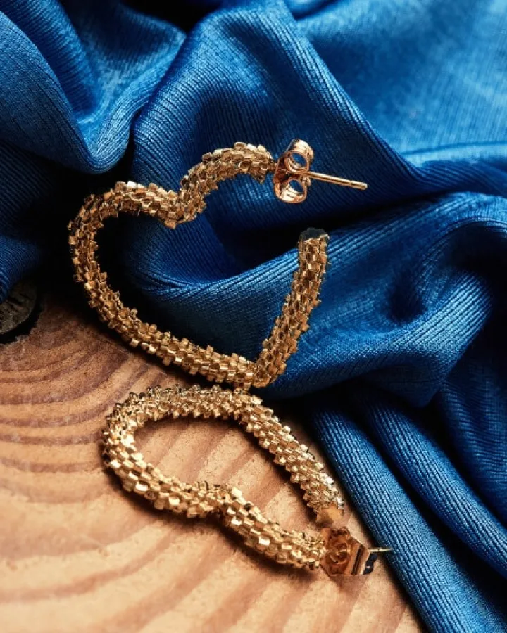 Kolczyki z mosiądzu pozłacane - serca