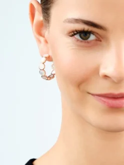 Kolczyki z mosiądzu pozłacane z masą perłową - koła