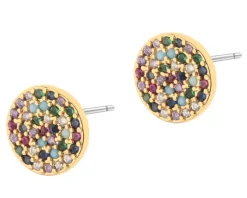 Kolczyki z mosiądzu pozłacane z cyrkoniami - koła