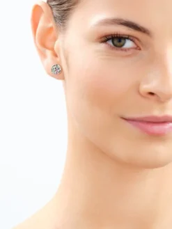 Kolczyki z mosiądzu pozłacane z cyrkoniami - koła