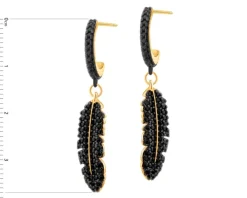 Kolczyki z mosiądzu pozłacane z cyrkoniami - piórka