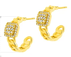 Kolczyki z mosiądzu pozłacane z cyrkoniami