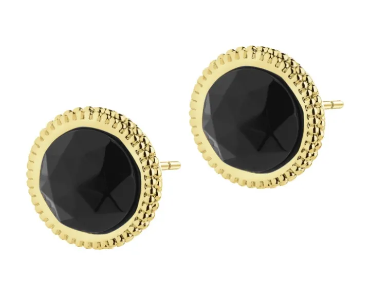 Kolczyki z mosiądzu pozłacane z agatami