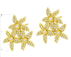 Kolczyki z mosiądzu pozłacane z cyrkoniami - kwiaty
