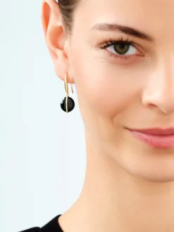 Kolczyki z mosiądzu pozłacane z onyksami