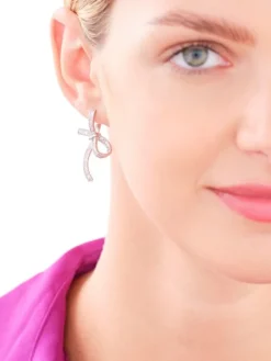 Kolczyki z mosiądzu rodowane z cyrkoniami - kokardki