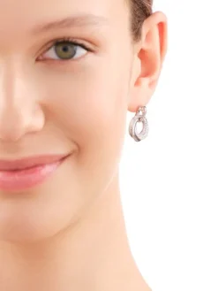 Kolczyki z mosiądzu rodowane ze szklanymi detalami