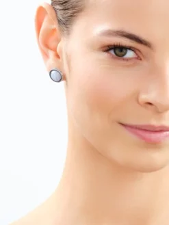 Kolczyki z mosiądzu rodowane z agatami