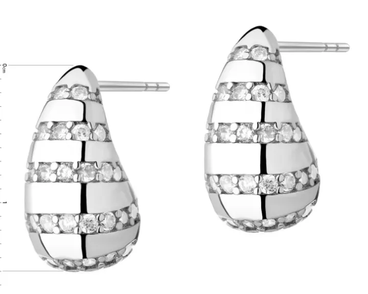 Kolczyki z mosiądzu rodowane z cyrkoniami - łezki