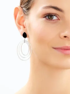 Kolczyki z mosiądzu rodowane z agatami