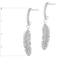 Kolczyki z mosiądzu rodowane z cyrkoniami - piórka