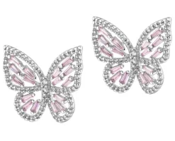 Kolczyki z mosiądzu rodowane z cyrkoniami - motyle