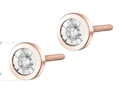 Kolczyki z różowego i białego złota z brylantami - 0,10 ct - próba 585