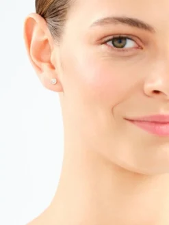 Kolczyki z różowego i białego złota z brylantami - 0,04 ct - próba 375