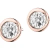 Kolczyki z różowego i białego złota z brylantami - 0,04 ct - próba 375