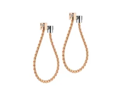 Kolczyki z różowego i białego złota z brylantami - 0,09 ct - próba 750