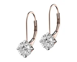 Kolczyki z różowego i białego złota z brylantami - 0,28 ct - próba 585