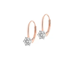 Kolczyki z różowego i białego złota z brylantami - 0,20 ct - próba 585