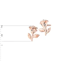 Kolczyki z różowego złota z diamentami - róże - 0,006 ct - próba 375