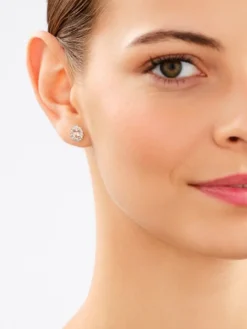 Kolczyki z różowego złota z diamentami i morganitami - próba 585