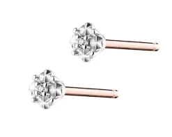 Kolczyki z różowego złota z diamentami - 0,006 ct - próba 375