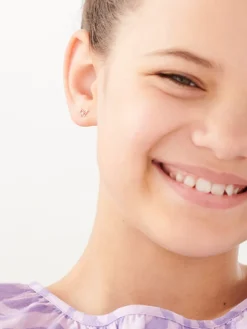 Kolczyki z różowego złota z diamentami - motyle - 0,005 ct - próba 375