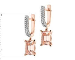 Kolczyki z różowego złota z brylantami i morganitami - próba 585