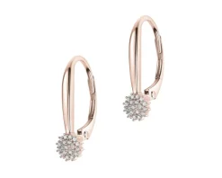 Kolczyki z różowego złota z diamentami - 0,09 ct - próba 585