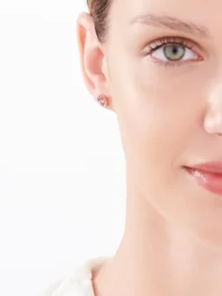 Kolczyki z różowego złota z diamentami, turmalinami i ametystami - próba 375