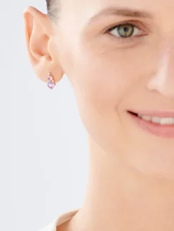 Kolczyki z różowego złota z diamentami i ametystami - próba 375