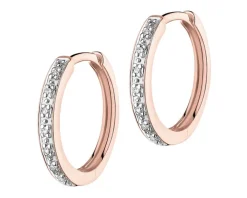 Kolczyki z różowego złota z diamentami - koła - 0,04 ct - próba 375