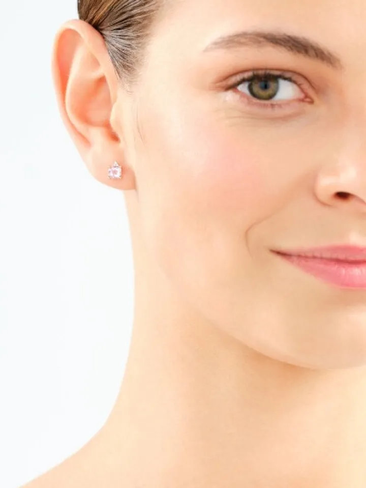 Kolczyki z różowego złota z diamentami i ametystami - próba 375