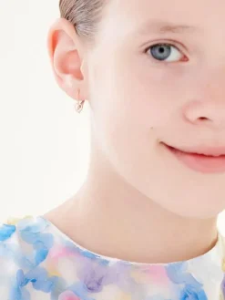 Kolczyki z różowego złota z diamentami - serca - 0,01 ct - próba 375