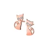 Kolczyki z różowego złota z diamentami - koty - 0,01 ct - próba 375