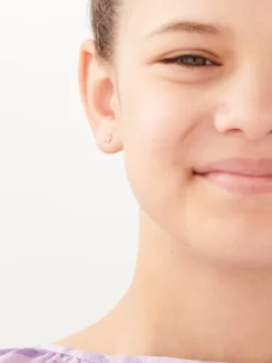 Kolczyki z różowego złota z diamentami - kwiaty - 0,008 ct - próba 585