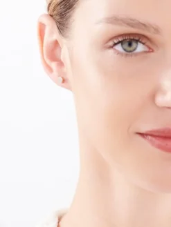 Kolczyki z różowego złota z diamentami - serca - 0,05 ct - próba 585