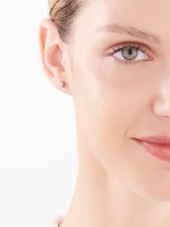 Kolczyki z różowego złota z diamentami - 0,12 ct - próba 585