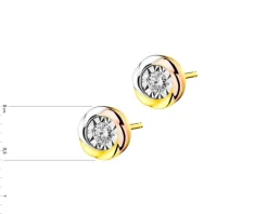 Kolczyki z żółtego, białego i różowego złota z brylantami - 0,10 ct - próba 585