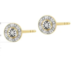 Kolczyki z żółtego i białego złota z diamentami - 0,08 ct - próba 375