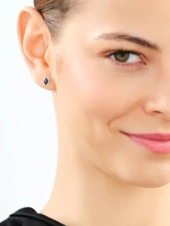 Kolczyki z żółtego i białego złota z diamentami i szafirami - próba 375